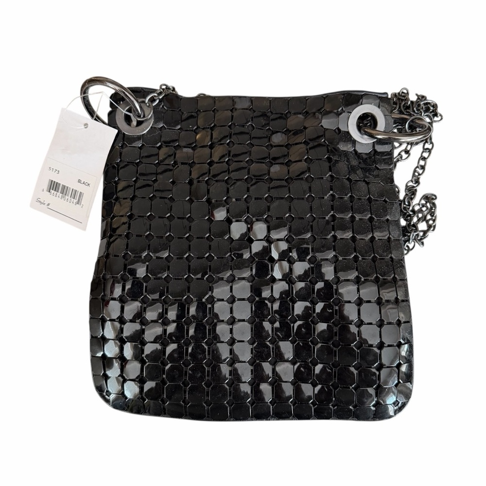 Vintage Magid Black Sleek Chainmail Metal Mesh Evening Shoulder Bag NWT